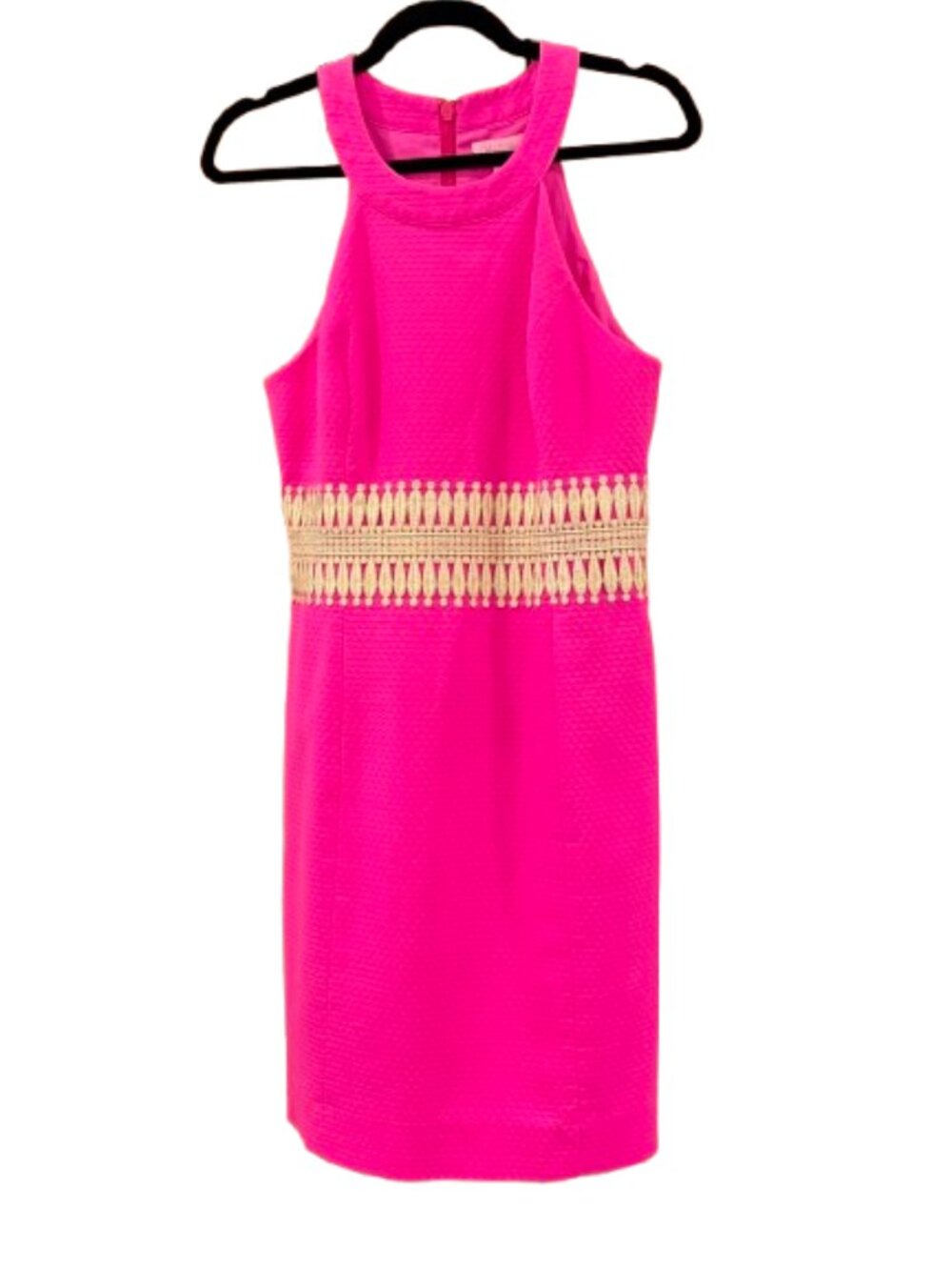 LILY PULITZER~Ashlyn Shift Dress Hot Pink Magenta Gold Lace Size 4 NWOT